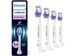 Aufsteckbürsten PHILIPS SONICARE "S Sensitive", transparent (weiß), Zahnbürstenköpfe, 4 Stk., Aufsteckbürsten, für empfindliche Zähne und Zahnfleisch, für jedes Sonicare Handstück