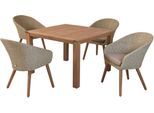 Garten-Essgruppe MERXX "»Arrone«", grün (schilf, schilf, natur), Akazienholz FSC 100%, Sitzmöbel-Sets, Garten-Essgruppe, Beine aus Akazienholz