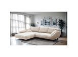 Mid.you , Beige , Textil , Füllung: Silikon, Schaumstoffflocken,Schaumstoff , Ottomane links, L-Form , 324x205 cm , Made in EU , Rücken echt ,