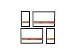 Mid.you , Naturfarben, Schwarz , Holz, Metall , Mangoholz,Mangoholz , massiv,massiv , 4 Fächer , 75x75x25 cm ,