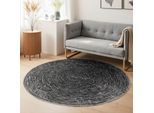 Teppich HANSE HOME "Cavallo", grau, H:9mm Ø:120cm, Polypropylen, Teppiche, Teppich, Wohnzimmer, Schlafzimmer, Flur, Kurzflor, meliert, Vintage, weich