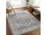 Teppich LIVABLISS "ZARAGOZA", blau, B:200cm H:5,1mm L:275cm, Polyester, Teppiche, Teppich