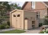 Gartenhaus WEKA "Killarney", naturbelassen, ohne Fußboden, ohne Dacheindeckung, Massivholz, Gartenhäuser, Gartenhaus, Doppeltür, 1/4 verglast, mit Pflanztisch