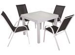 Garten-Essgruppe GARDEN PLEASURE "LOLA/RIONA", schwarz-weiß (grau, schwarz, grau), B:165cm H:94cm T:230cm, Aluminium, Kunststoff, Stahl, Sitzmöbel-Sets, Garten-Essgruppe, einfache Montage