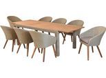 Garten-Essgruppe MERXX "»Arrone«", grün (schilf, schilf, natur), Auszugsplatte, ausziehbar, Akazienholz FSC 100%, Sitzmöbel-Sets, Garten-Essgruppe, Sesselbeine aus Akazienholz