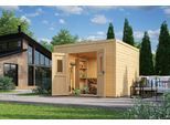 Gartenhaus NORDIC HOLZ "Felix 3", beige (naturbelassen), ohne Fußboden, ohne Dacheindeckung, Massivholz, Gartenhäuser, Gartenhaus, kleiner stilvoller Schuppen mit Flachdach