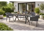 Garten-Essgruppe DESTINY "MOLINO GARDA 4 Se + Ausziehtisch 160/210x100cm, anthrazit", anthrazit, anthrazit, B:61cm H:81cm T:62cm, Aluminium, Wicker/Kunststoffgeflecht, Sitzmöbel-Sets, Garten-Essgruppe, Aluminium, Textilene, Keramikplatten