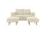 Looks by W.Joop , Creme , Textil , Eiche , massiv , 192x96x107 cm , Made in EU , Rücken echt ,