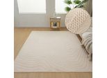 Teppich OTTO HOME "Jola Welle, Scandi, Hoch-Tief-Design", grün (dunkelbeige), B:180cm H:12mm L:230cm, Kunstfaser, Teppiche, Teppich, Wellenmuster, Boho, Modern, 3D, Wohnzimmer, Schlafzimmer