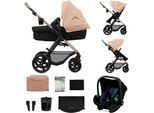 Kombi-Kinderwagen KINDERKRAFT "MOOV 2 3IN1", Baby, rosa (sandbeige), Stahl, Kinderwagen Kombi-Kinderwagen, mit EVA-Rädern