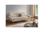 Mid.you , Beige , Textil , Buche , Uni , 205x81x90 cm , Made in EU , erweiterbar, Rücken echt ,