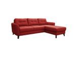 Livetastic , Rot , Textil, Leder , Echtleder , Rindleder , Buche , Ottomane rechts, L-Form , 238x168 cm , Made in EU , seitenverkehrt erhältlich, Rücken echt ,
