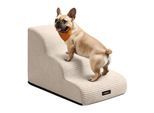 FEANDREA Hundetreppe, 2/3/4/5 Stufen, Cord mit Querstreifen, wasserdicht, rutschfest, abnehmbarer waschbarer Bezug