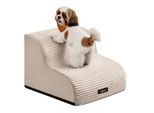FEANDREA Hundetreppe, 2/3/4/5 Stufen, Cord mit Querstreifen, wasserdicht, rutschfest, abnehmbarer waschbarer Bezug