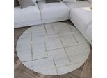 Teppich WECON HOME "Hamptons TWENTYTWO", weiß (perl weiß), H:10mm Ø:200cm, Polyester, Teppiche, Teppich, Fasermix, Kurzflor, Wohnzimmer, elegant, geometrisches Muster