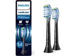 Aufsteckbürsten PHILIPS SONICARE "C3 Premium Plaque Defence", schwarz, Zahnbürstenköpfe, 2 Stk., Aufsteckbürsten, für extra gründliche Plaque-Entfernung, für jedes Sonicare Handstück