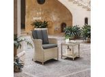 Balkonset DESTINY "Luna Merano", beige (natur meliert), B:60cm H:87cm T:71cm, Aluminium, Glas, Polyrattan, Sitzmöbel-Sets, Balkonset, Aluminium, Polyrattan