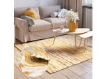 Teppich "Ameer", gelb (gelb mix), B:60cm H:10mm L:110cm, Baumwolle, Polyester, MYFLAIR MÖBEL & ACCESSOIRES, Teppiche, Teppich, Handweb Teppich, 90% Baumwolle, handgewebt, Scandi