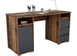Schreibtisch OTTO HOME "Leeds", braun (old wood, anthrazit, old wood, old wood), B:138cm H:75cm T:55cm, Tische, Schreibtisch, Breite 138 cm, Computertisch mit Schubladen, im modernen Design