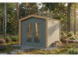 Gartenhaus WEKA "Killarney", grün (grüngrau, eiche hell), ohne Fußboden, ohne Dacheindeckung, Massivholz, Gartenhäuser, Gartenhaus, Doppeltür mit Lamellen