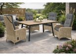 Garten-Essgruppe DESTINY "PALMA SAN MARINO 4 HL + Tisch RE 180x90cm holzf./ natur meliert", beige (natur meliert, anthrazit), B:60cm H:110cm T:62cm, Aluminium, Wicker/Kunststoffgeflecht, Sitzmöbel-Sets, Garten-Essgruppe, Aluminium, Polyrattan, Polywood