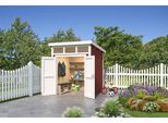 Gartenhaus LASITA MAJA "Kibo 1", rot (schwedenrot), ohne Fußboden, ohne Dacheindeckung, Massivholz, Gartenhäuser, Gartenhaus, Blockbohlenhaus 28mm