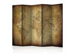 artgeist , Braun, Beige , Holz, Textil , Kiefer , massiv , Weltkarte , 225x172x3 cm , Motiv auf Vorder- und Rückseite ,