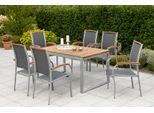 Garten-Essgruppe MERXX "»Siena«", grau (grau, grau, graphit), Aluminium, Massivholz, Polyester, Sitzmöbel-Sets, Garten-Essgruppe, Ausziehtisch: LxB: 150-200 x 90 cm