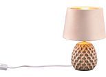 REALITY LEUCHTEN Schreibtischlampe "ARIANA Tischleuchte exkl 1xE14 max40W Höhe 27cm Ø 18cm Nachttischlampe", beige (beige gold), 1, Ø 18cm H: 27cm, 1 Stk., Leuchten, Struktur Keramik Samt Schirm innen gold,Tischlampe mit Schnurschalter, Schreibtischlampe