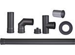 Ofenrohr HANSEATIC "Pelletofenrohr-Set, schwarz, 80 mm", schwarz (stahl schwarz), B:8cm H:165cm L:26cm, Stahlblech, Rohre, Ofenrohr