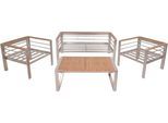 Gartenlounge-Set GARDEN PLEASURE "FLORENCE", silber (braun, grau, silber), Obermaterial: 100% Polyester, Sitzmöbel-Sets, Gartenlounge-Set