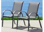 Gartenstuhl MERXX "Amalfi", grau, B:56cm H:94cm T:74cm, Obermaterial: 100% Polyester, Stühle, Gartenstuhl, 2er Set, Alu/Textil, stapelbar, anthrazit