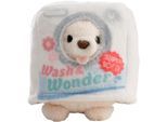 Kuscheltier NICI "mymochi, Set Hund Washy 8cm mit Socke & Waschmittelbox Kostüm", beige (weiß), Plüschfiguren, KinderH:8cm, Plüsch, Kuscheltier, in Geschenkbox, H:8cm