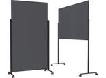 Magnetoplan mobile Moderationstafel VarioPin Black, Hoch-/Querformat, 2-seitig nutzbar, B 1000 x H 1800 mm, Filz/Aluminium, grau/schwarz