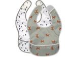 Lätzchen LÄSSIG "Little Forest, Fuchs", Baby, bunt (weiß, olivgrün), Polyester, Lätzchen Lätzchen, m. integriertem Auffangschutz; PETA-approved vegan