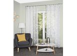 Gardine HOME WOHNIDEEN "AIDINA, 1 Stück, halbtransparent, Leinenstruktur, bestickt", weiß (wollweiß), B:140cm H:245cm, Leinenstruktur, Polyester, Gardinen, Gardine, Bindebänder, bestickt, Leinenstruktur