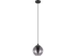 EGLO Pendelleuchte "ARISCANI", schwarz (schwarz, transparent), 1, Ø 20cm H: 110cm, 1 Stk., Leuchten, Lampe für Esstisch, Hängeleuchte, Rauchglas schwarz transparent, E27, Pendelleuchte