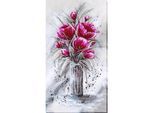 Perlen-Stickbild "Red Emerald Blume", 22 x 40 cm