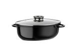 GSW , Schwarz , Metall , 8.5 l , oval , 25x38 cm , ISO 9001 , mit Dampfablass, backofengeeignet, mit Aromaknopf,hitzebeständige Griffe, backofengeeignet, kratzfest, rostfrei, antihaftbeschichtet, Deckel hitzebeständig, Thermoboden, schadstofffrei gemäß EU-Standards ,