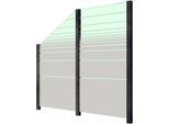 Zaun STAKET PRO, grau (anthrazit), Pfosten: 3 Stk., Aluminium, Glas, Zaunelemente, Zaun, Glaszaun, Gesamtlänge: 2,29 m, 3 Pfosten