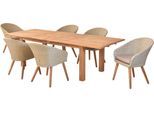 Garten-Essgruppe MERXX "»Arrone«", grün (schilf, schilf, natur), Auszugsplatte, ausziehbar, Akazienholz FSC 100%, Sitzmöbel-Sets, Garten-Essgruppe, Sesselbeine aus Akazienholz, Beine 9x9 cm, Tischplatte 3 cm