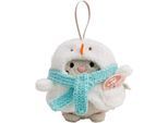 Kuscheltier NICI "mymochi, Set Katze Angy 8cm mit Tasse & Schneemannkostüm", beige, Plüschfiguren, KinderH:8cm, Plüsch, Kuscheltier, in Geschenkbox, H:8cm