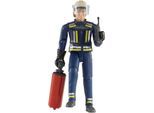 Spielfigur BRUDER "bworld, Feuerwehrmann mit Zubehör (60100)", blau, Spielfiguren, KinderH:11cm, ABS-Kunststoff, Spielfigur, Made in Europe, H:11cm
