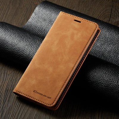 Wallet Case Leather Flip Phone Cover Stand Samsung Galaxy S22 Ultra Brown
