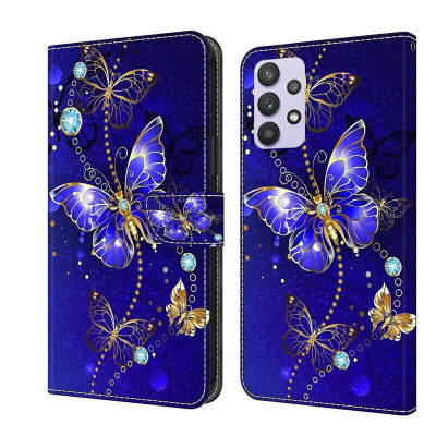 Painted Flip Leather Wallet Phone Case Samsung Galaxy A33 5G Diamond Butterfly