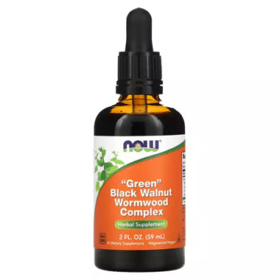 NOW Foods Green Black Walnut Wormwood Complex 59ml, Urtebasert Fordøyelsesstøtte