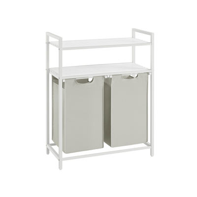 Tvättkorg 2 x 46 L med 2 hyllplan vit