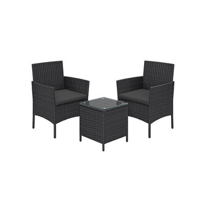 Trädgårdsmöbelset av PE-polyrattan svart-grå