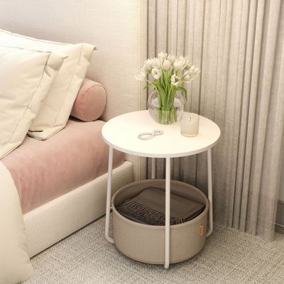 Sidobord runt, litet bord, soffbord litet