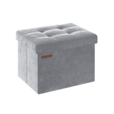 Bänk med förvaringsutrymme i sammet med lock dove grey